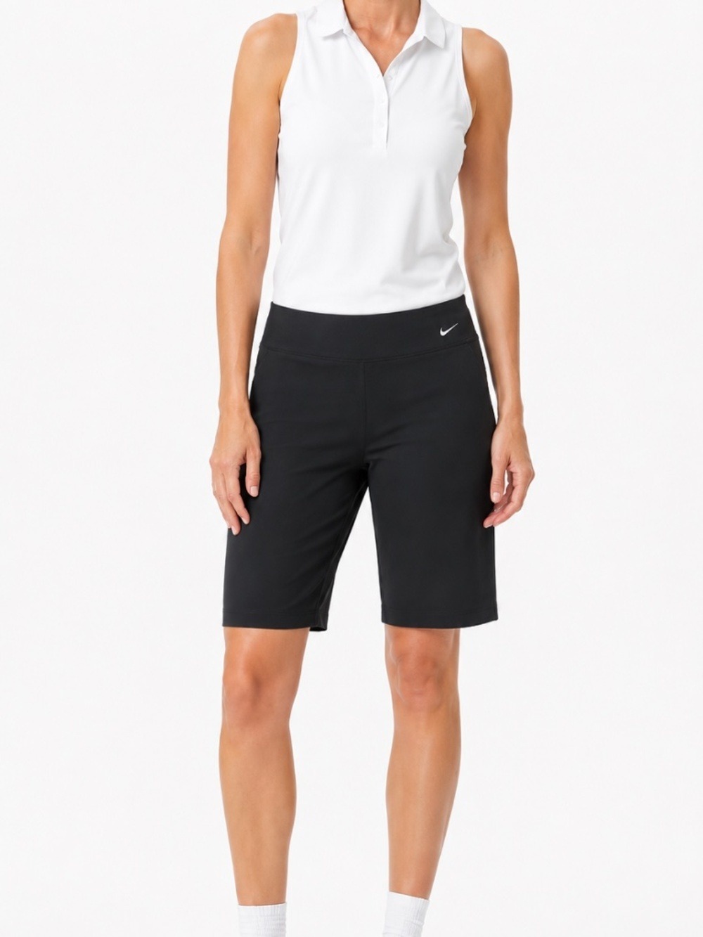 NIKE Fit Dry Black Bermuda Shorts Lined Gusset Pull On Stretch US Sz XL